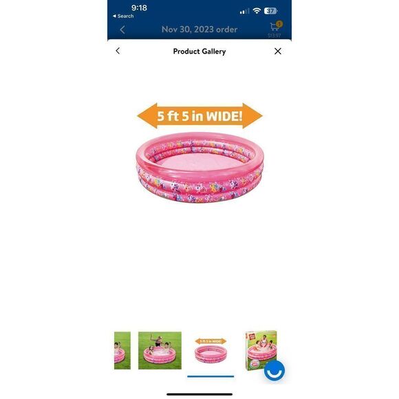 Play Day 3 Ring Unicorn Pool, Pink - Picture 4 of 5